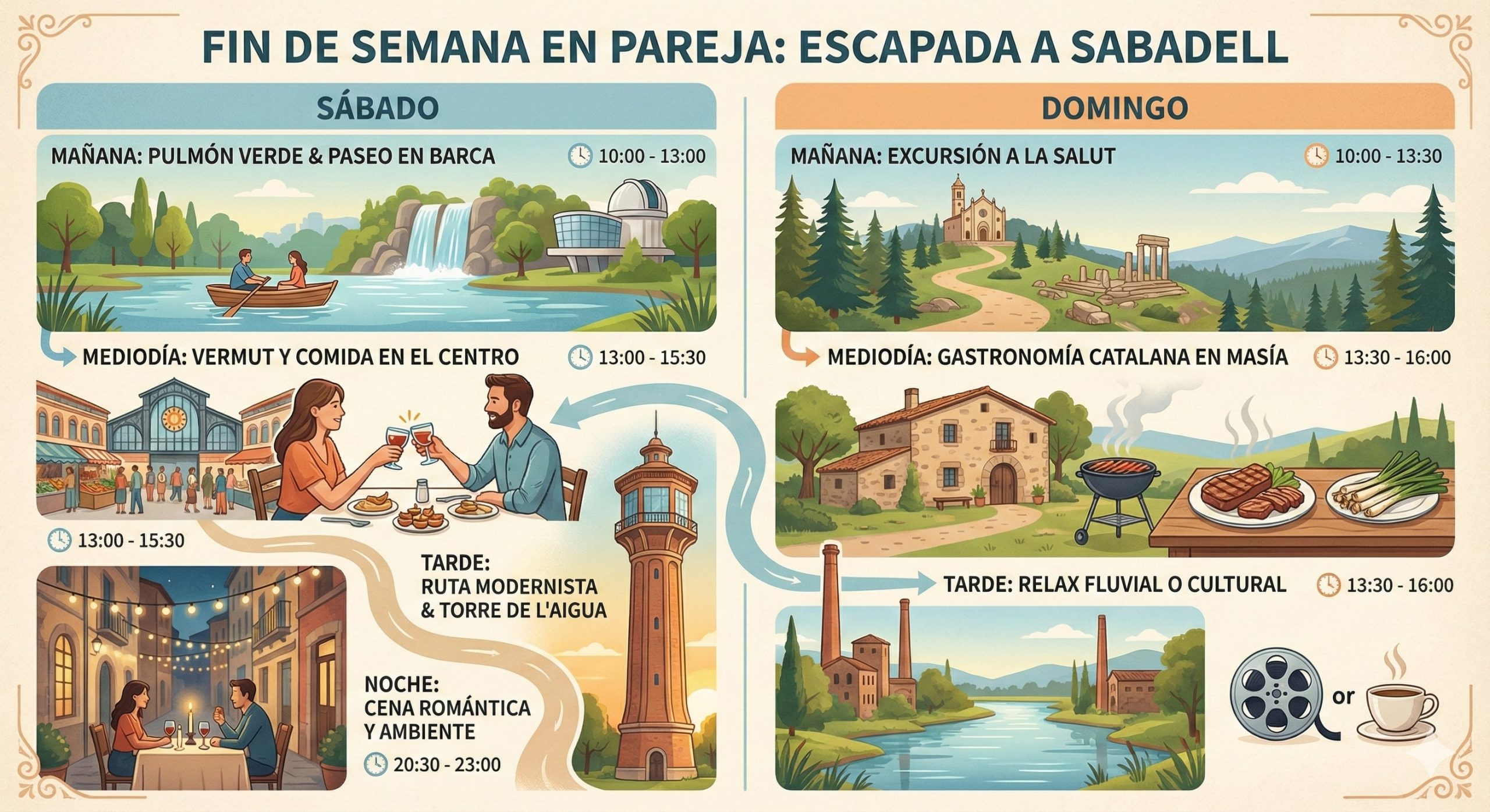 Plan en pareja en Sabadell: paseo, cena y cócteles este fin de semana