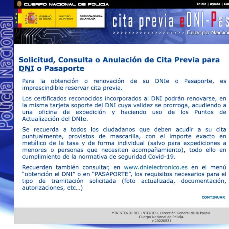 Pasos para solicitar cita previa para renovar el DNI